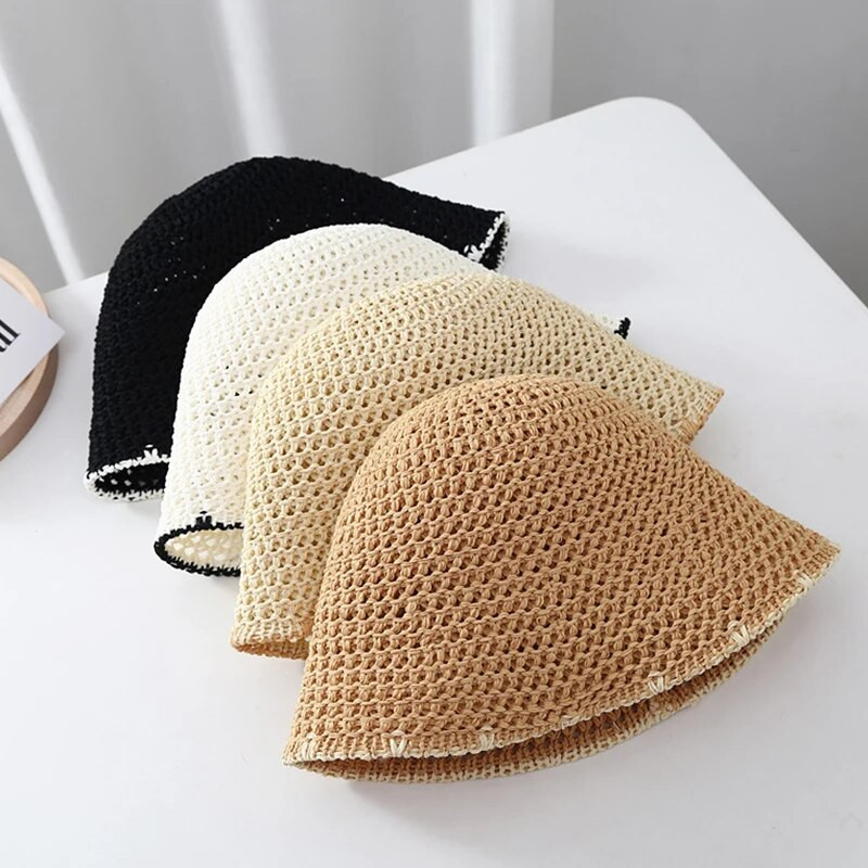 2023. NOVA Prozračna pletena kapa za žene Ljetni laneni ribarski šešir Temperamentan suncobran Kape za umivaonik Šešir za plažu