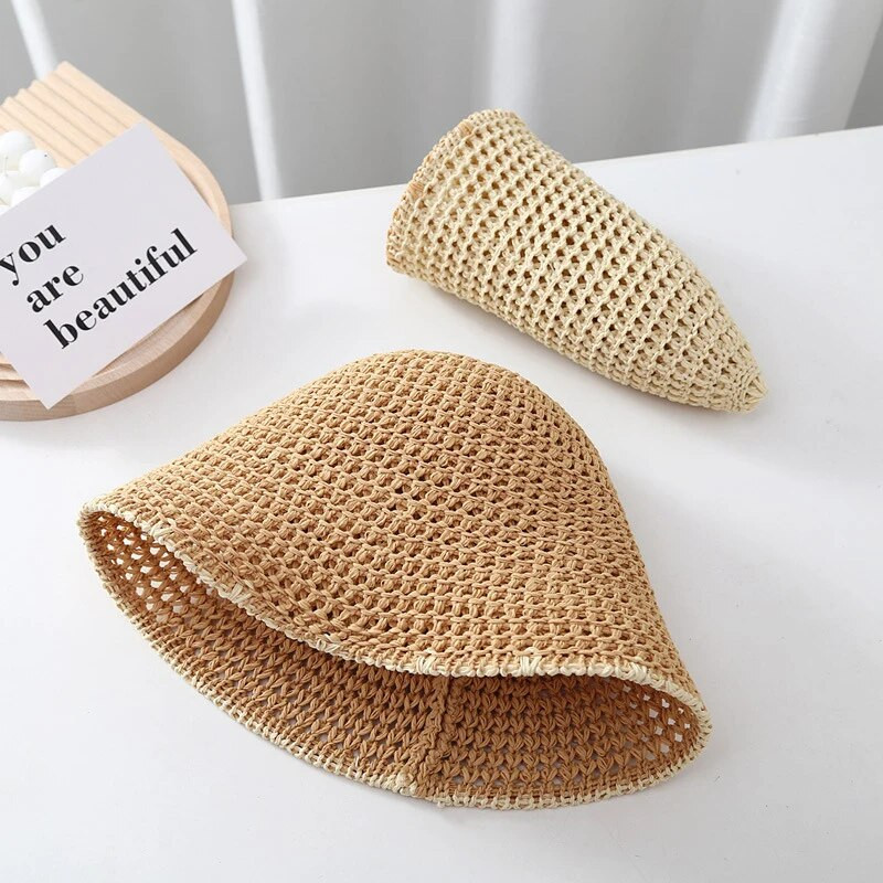2023. NOVA Prozračna pletena kapa za žene Ljetni laneni ribarski šešir Temperamentan suncobran Kape za umivaonik Šešir za plažu