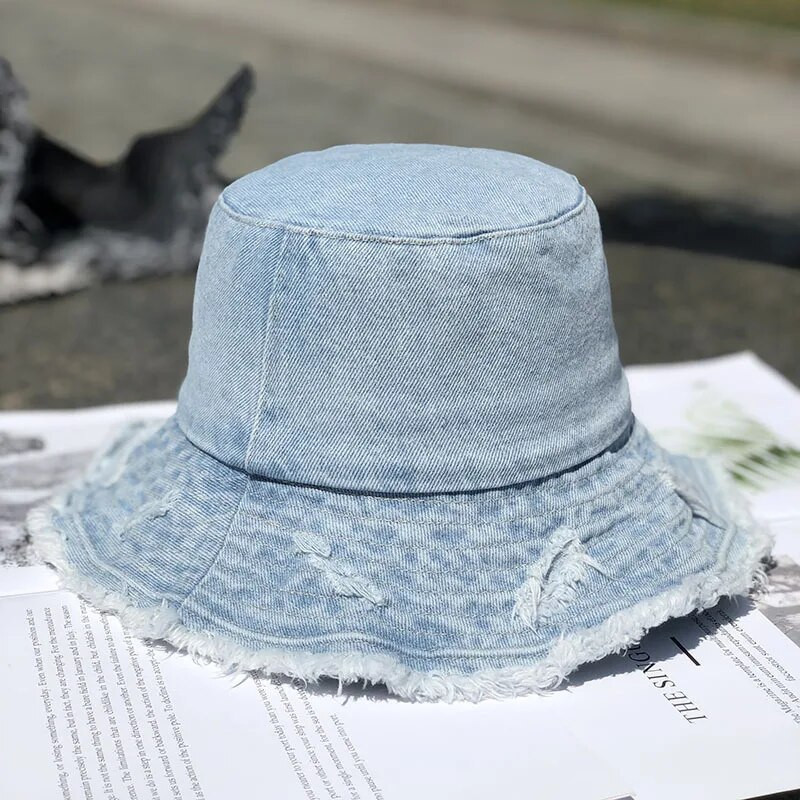 MAXSITI U Vintage šešir s traperom Ženski isprani pamučni ribarski šešir s resicama, modni šešir za umivaonik za slobodno vrijeme