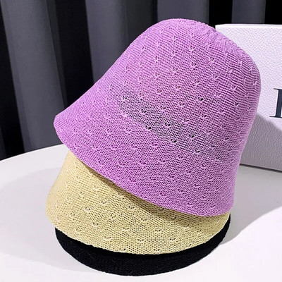 Куха плетена дишаща шапка тип кофа за жени Лято 2023 Модна рибарска шапка Дизайнерска шапка Черни шапки за мивка за дами