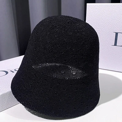Šuplji pleteni prozračni šešir za žene Modni ribarski šešir ljeto 2023. Dizajnerski šešir crne kape za umivaonik za žene