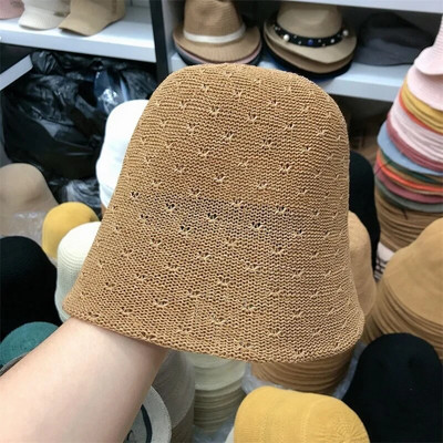 Šuplji pleteni prozračni šešir za žene Modni ribarski šešir ljeto 2023. Dizajnerski šešir crne kape za umivaonik za žene