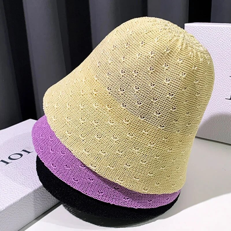 Šuplji pleteni prozračni šešir za žene Modni ribarski šešir ljeto 2023. Dizajnerski šešir crne kape za umivaonik za žene