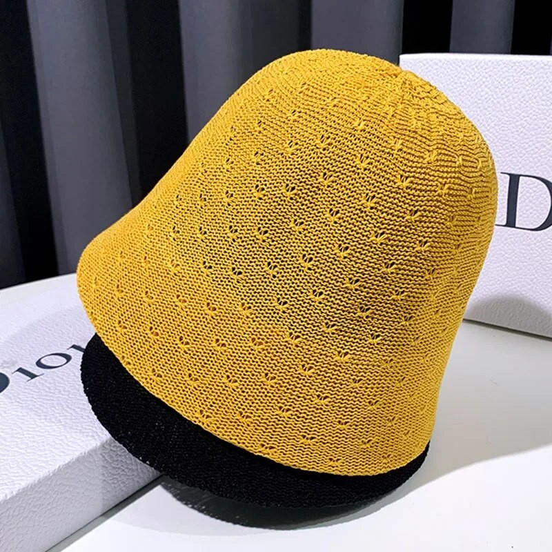 Šuplji pleteni prozračni šešir za žene Modni ribarski šešir ljeto 2023. Dizajnerski šešir crne kape za umivaonik za žene