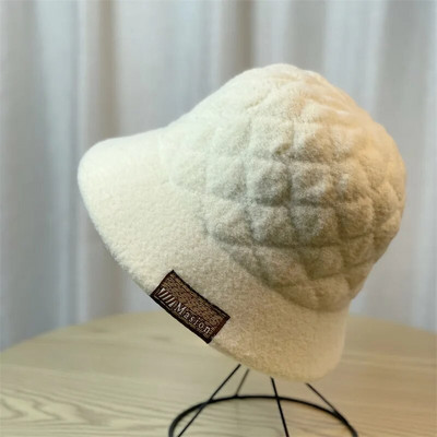 Ženska zimska zečja pahuljasta kapa Modna prugasta topla ribarska kapa s jednobojnom panama kapom Dizajnerski šešir s hladnom kapom