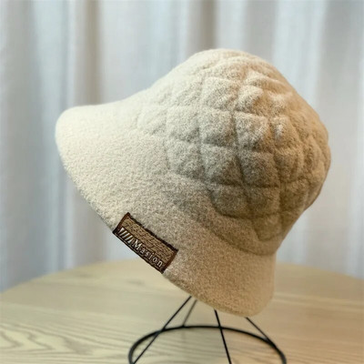 Ženska zimska zečja pahuljasta kapa Modna prugasta topla ribarska kapa s jednobojnom panama kapom Dizajnerski šešir s hladnom kapom