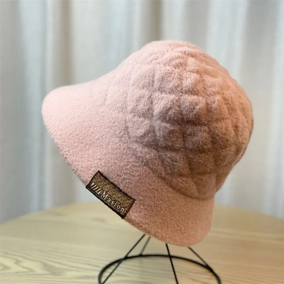 Ženska zimska zečja pahuljasta kapa Modna prugasta topla ribarska kapa s jednobojnom panama kapom Dizajnerski šešir s hladnom kapom