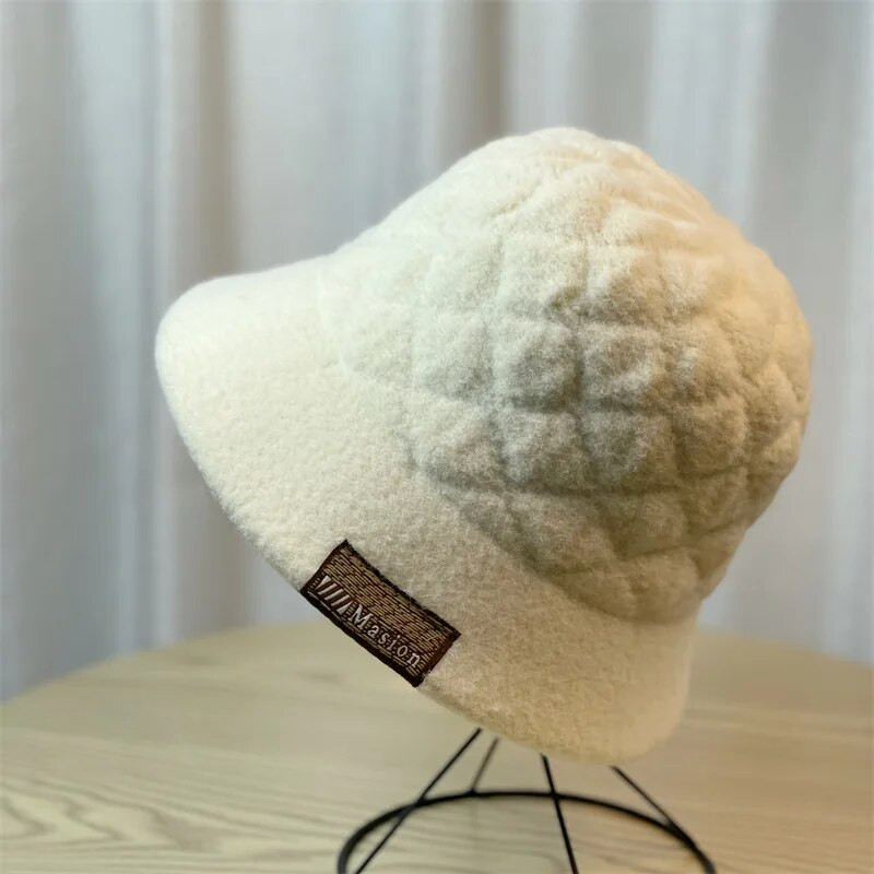 Ženska zimska zečja pahuljasta kapa Modna prugasta topla ribarska kapa s jednobojnom panama kapom Dizajnerski šešir s hladnom kapom