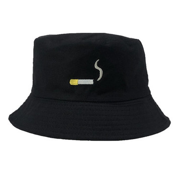 2022 Καπέλο με κουβά με κέντημα τσιγάρων Ανδρικό καπέλο χιπ χοπ ψαρέματος για ενήλικες Panama Bob Summer Lovers Flat βαμβακερό NO CHILL