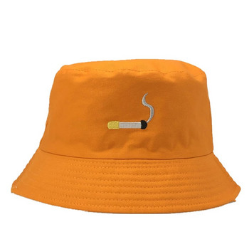2022 Καπέλο με κουβά με κέντημα τσιγάρων Ανδρικό καπέλο χιπ χοπ ψαρέματος για ενήλικες Panama Bob Summer Lovers Flat βαμβακερό NO CHILL