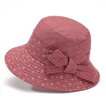 Панама Дамска кофа Рибарска шапка за мивка Сенник Слънцезащитен плаж Лятна шапка Модна шапка с лък за открито H54