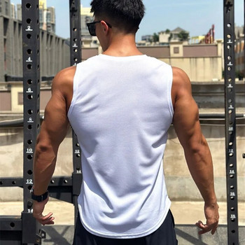 2023 Άνδρες Tank top Gym Mesh ventilation Workout Fitness Bodybuilding ρούχα αμάνικο πουκάμισο Αθλητικό μονό γιλέκο ανδρικό κάτω μπλουζάκι
