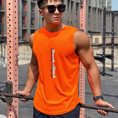 2023 m. Vyriški viršutiniai apatiniai treniruoklių salė Tinklelio ventiliacija Treniruotė Fitnesas Kultūrizmas Marškiniai be rankovių Drabužiai Sportinė Liemenė Vyriški Apatiniai marškinėliai