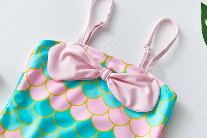 2022 m. mergaičių maudymosi kostiumėliai Mermaid One Piece maudymosi kostiumėliai 2–8 metų maudymosi kostiumėlis Green Mermaid Bowknot vaikiški maudymosi kostiumėliai