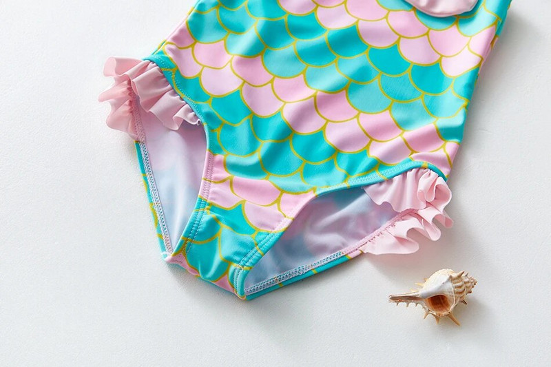 2022 m. mergaičių maudymosi kostiumėliai Mermaid One Piece maudymosi kostiumėliai 2–8 metų maudymosi kostiumėlis Green Mermaid Bowknot vaikiški maudymosi kostiumėliai