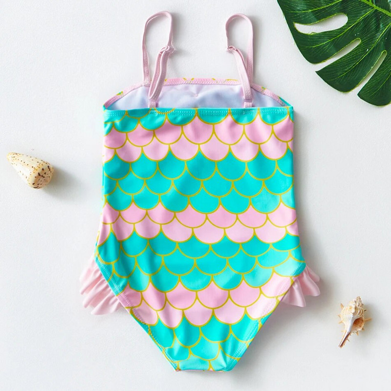 2022 m. mergaičių maudymosi kostiumėliai Mermaid One Piece maudymosi kostiumėliai 2–8 metų maudymosi kostiumėlis Green Mermaid Bowknot vaikiški maudymosi kostiumėliai