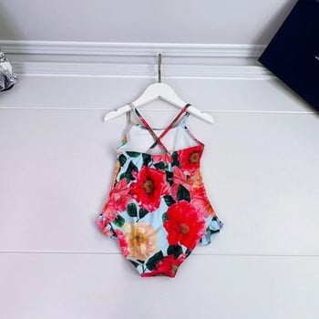 Висококачествени детски бански бикини за момичета с щампа на листа с нов дизайн, фабрика за бански костюми в разпродажба
