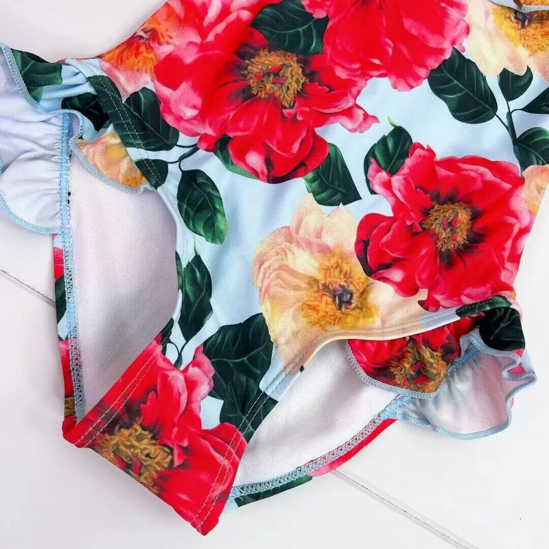 Visokokvalitetni dječji kupaći kostim za djevojčice, bikini s printom lišća s cvijećem, novi dizajn tvornice kupaćih kostima na rasprodaji