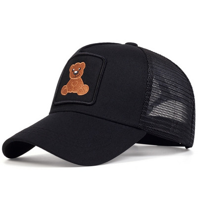 Unisex Snapback kepurės vyriškos Kvėpuojančios tinklinės skrybėlės moterims Siuvinėjimas Bear beisbolo kepuraitė Vyriška medvilnė Hip Hop Bone Trucker kepurė