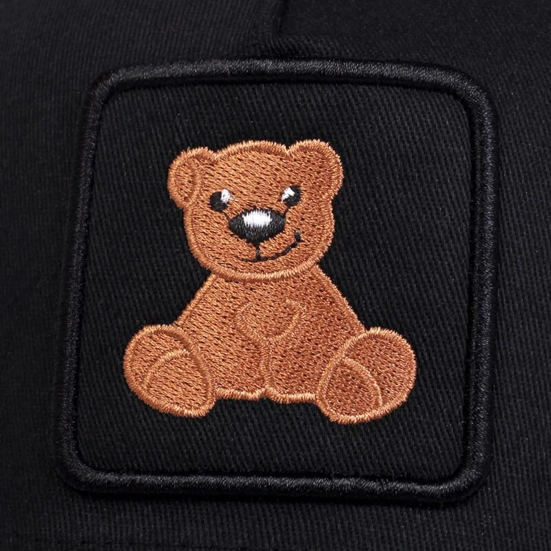 Unisex Snapback kape, muški prozračni mrežasti šeširi za žene, bejzbolska kapa s vezom i medvjedom, muški pamučni hip-hop šešir od kostiju