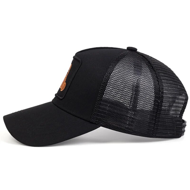 Unisex Snapback kape, muški prozračni mrežasti šeširi za žene, bejzbolska kapa s vezom i medvjedom, muški pamučni hip-hop šešir od kostiju