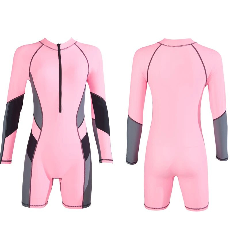 Vaikiški sportiniai maudymosi kostiumėliai mergaitėms ilgomis rankovėmis Rashguard Kids Besimokantieji plaukimo kostiumai Vienetiniai maudymosi kostiumėliai Surfing Rash Guard