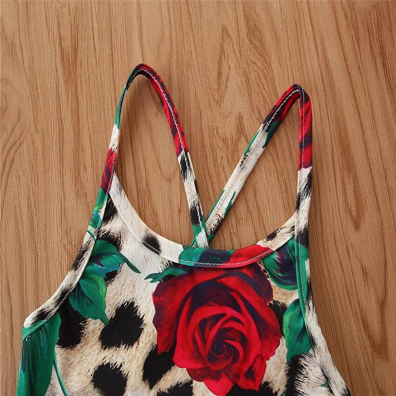 Didmeninė prekyba vasaros nauji maudymosi kostiumėliai vaikiški drabužiai maudymosi kostiumėlių gamykla marginti leopardo raštais kombinezonas vaikiškas petnešėlės maudymosi kostiumėlis