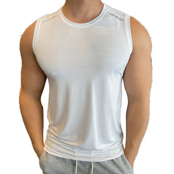 Ανδρικά Bodybuilding Tank Tops Gym Workout Fitness που αναπνέει Γρήγορο στέγνωμα Αμάνικο πουκάμισο Running Γιλέκο σφιχτό ελαστικό σπορ προπόνησης