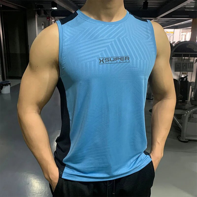 Muški prsluk za trčanje Nova ljetna majica bez rukava za vježbanje u teretani Ledena svilena majica bez rukava za fitness, bodybuilding, elastična labava majica za trening