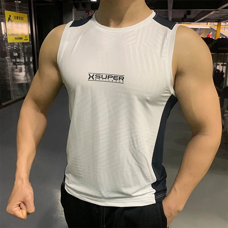 Muški prsluk za trčanje Nova ljetna majica bez rukava za vježbanje u teretani Ledena svilena majica bez rukava za fitness, bodybuilding, elastična labava majica za trening