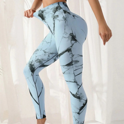 Tie Dye Спортни фитнес клинове Дамски клинове с висока талия Прасковени бедра Безшевни клинове Жакардови панталони за йога Фитнес облекло 2023 Ново