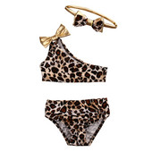 3gab Leopard Bow bērnu drēbju komplekts Summer Kids Baby Girl Bikini komplekts Peldkostīms Peldkostīms peldkostīms