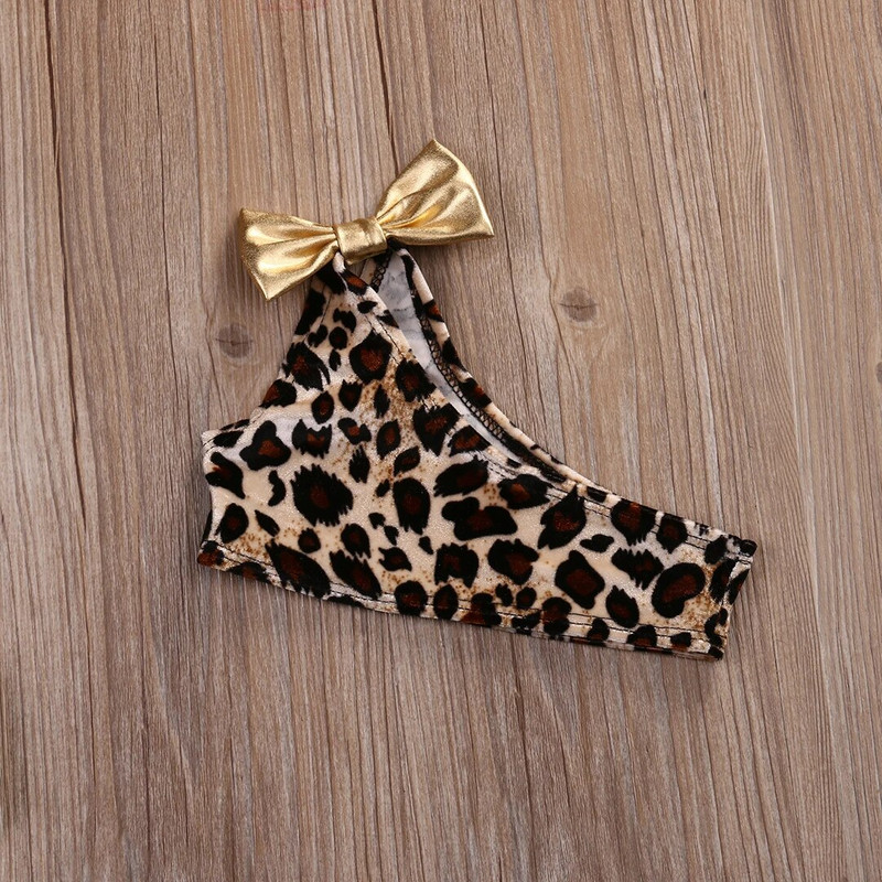 3gab Leopard Bow bērnu drēbju komplekts Summer Kids Baby Girl Bikini komplekts Peldkostīms Peldkostīms peldkostīms