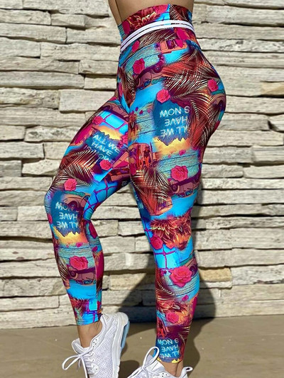 Naiste treeningsukkpüksid Joogapüksid Jõusaal Sörkimine Armastus Digitrükitud säärised Komplektid Push Up Fitness Retuusid Riietus Spordirõivad