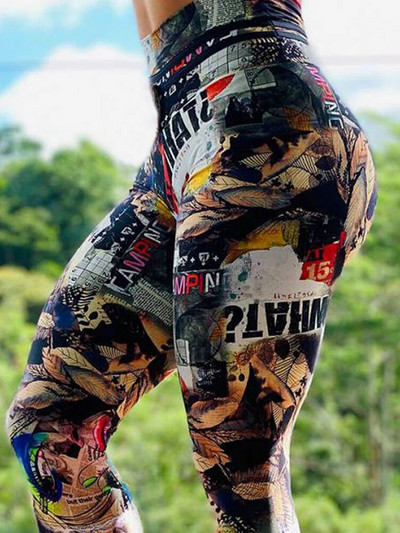 Naiste treeningsukkpüksid Joogapüksid Jõusaal Sörkimine Armastus Digitrükitud säärised Komplektid Push Up Fitness Retuusid Riietus Spordirõivad