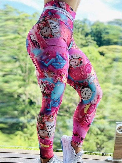 Naiste treeningsukkpüksid Joogapüksid Jõusaal Sörkimine Armastus Digitrükitud säärised Komplektid Push Up Fitness Retuusid Riietus Spordirõivad