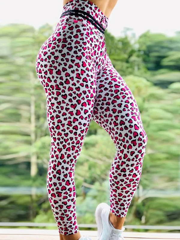 Naiste treeningsukkpüksid Joogapüksid Jõusaal Sörkimine Armastus Digitrükitud säärised Komplektid Push Up Fitness Retuusid Riietus Spordirõivad