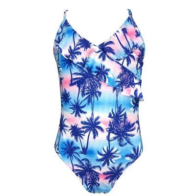 SHEKINI Kupaći kostim za djevojčice V-izrez Jednodijelni kupaći kostim s naborima i ukrštenim naramenicama za djevojčice 6-14 godina Ljetna sportska odjeća za plažu Kupaći kostim