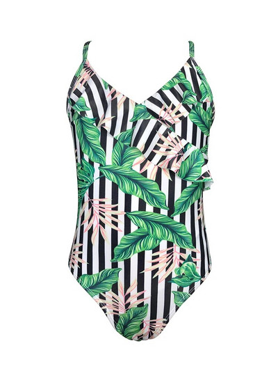 SHEKINI Kupaći kostim za djevojčice V-izrez Jednodijelni kupaći kostim s naborima i ukrštenim naramenicama za djevojčice 6-14 godina Ljetna sportska odjeća za plažu Kupaći kostim