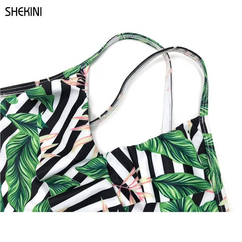 SHEKINI Kupaći kostim za djevojčice V-izrez Jednodijelni kupaći kostim s naborima i ukrštenim naramenicama za djevojčice 6-14 godina Ljetna sportska odjeća za plažu Kupaći kostim