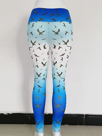 Спортни панталони за йога с висока талия Дамски фитнес Секси клинове Дигитален печат Sea Mew Чорапогащи за бягане Тренировка Фитнес облекло