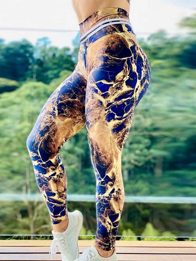 Sportske hlače za jogu s visokim strukom Ženske fitness seksi tajice Tajice za trčanje s digitalnim printom Sea Mew Odjeća za vježbanje u teretani