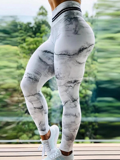 Sportske hlače za jogu s visokim strukom Ženske fitness seksi tajice Tajice za trčanje s digitalnim printom Sea Mew Odjeća za vježbanje u teretani