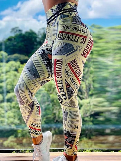 Sportske hlače za jogu s visokim strukom Ženske fitness seksi tajice Tajice za trčanje s digitalnim printom Sea Mew Odjeća za vježbanje u teretani