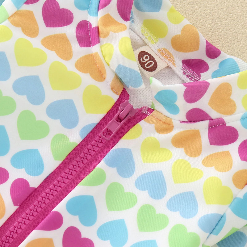 Jednodijelni kupaći kostim s dugim rukavima s printom srca za djevojčice za malu djecu, jednodijelni kupaći kostim za plažu, kupaći kostim s dugim rukavima za djevojčice 5t.