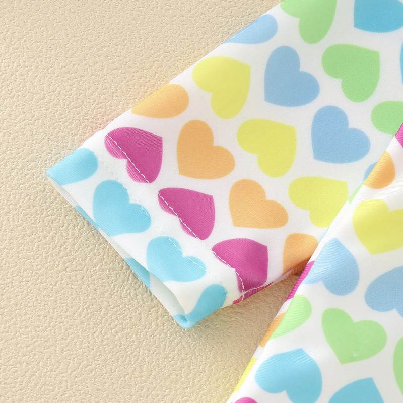 Jednodijelni kupaći kostim s dugim rukavima s printom srca za djevojčice za malu djecu, jednodijelni kupaći kostim za plažu, kupaći kostim s dugim rukavima za djevojčice 5t.