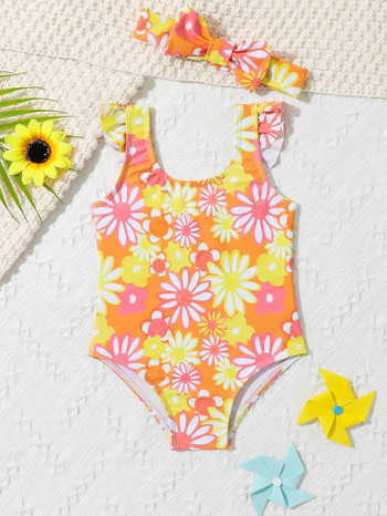2023 Нов летен бански костюм за новородени момичета във флорален стил Плажна ваканция Бански костюми за бебета Детски дрехи