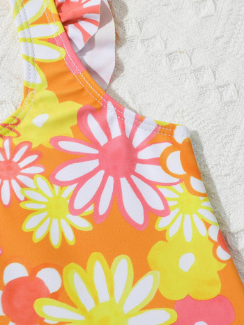 2023 Нов летен бански костюм за новородени момичета във флорален стил Плажна ваканция Бански костюми за бебета Детски дрехи