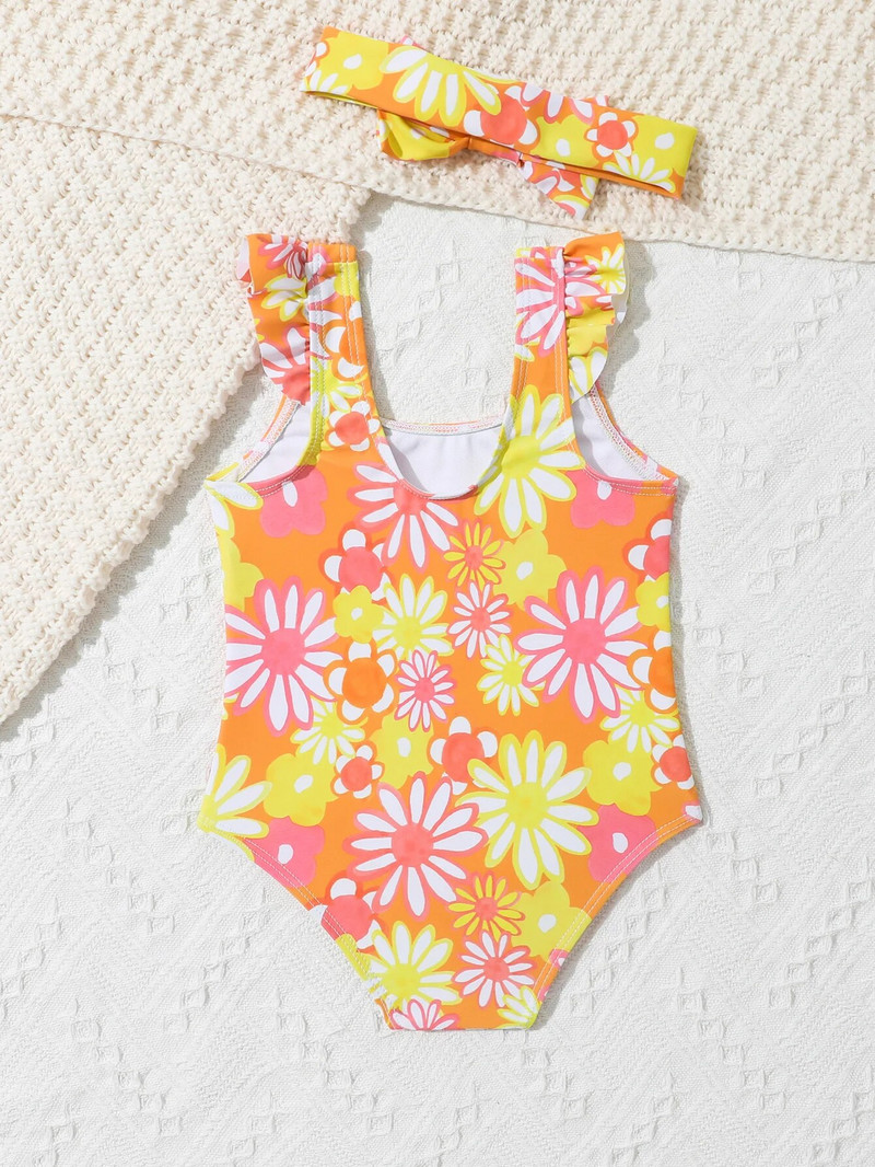 2023 m. Naujas vasaros naujagimių maudymosi kostiumėlis, gėlių stiliaus, paplūdimio atostogų kūdikių maudymosi kostiumėlis, vaikiški drabužiai