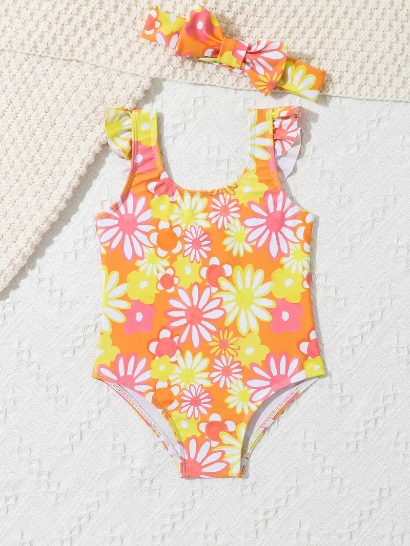 2023 m. Naujas vasaros naujagimių maudymosi kostiumėlis, gėlių stiliaus, paplūdimio atostogų kūdikių maudymosi kostiumėlis, vaikiški drabužiai